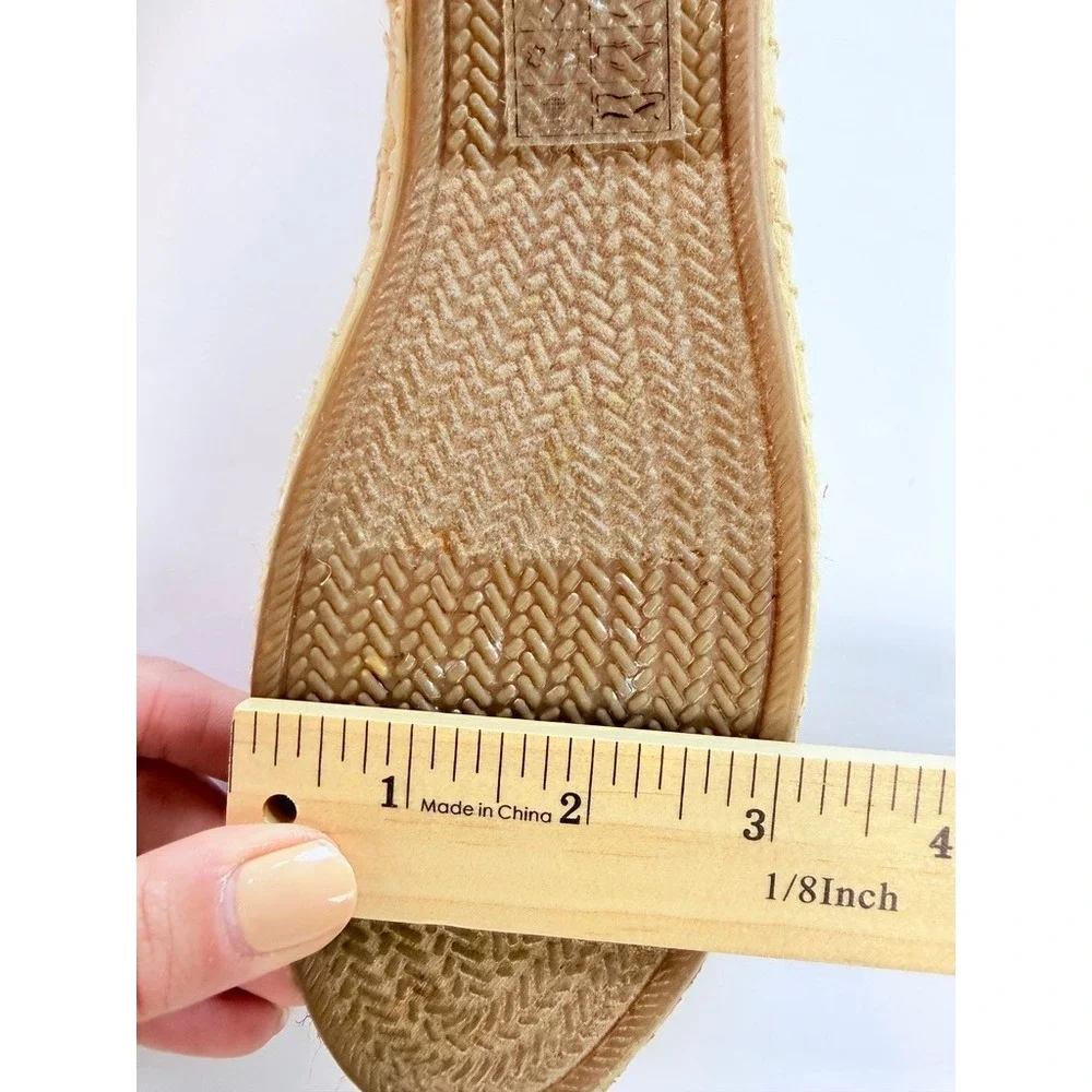 Sperry Espadrille Flats Women 8M Beige Canvas Slip On Jute Sole STS95780